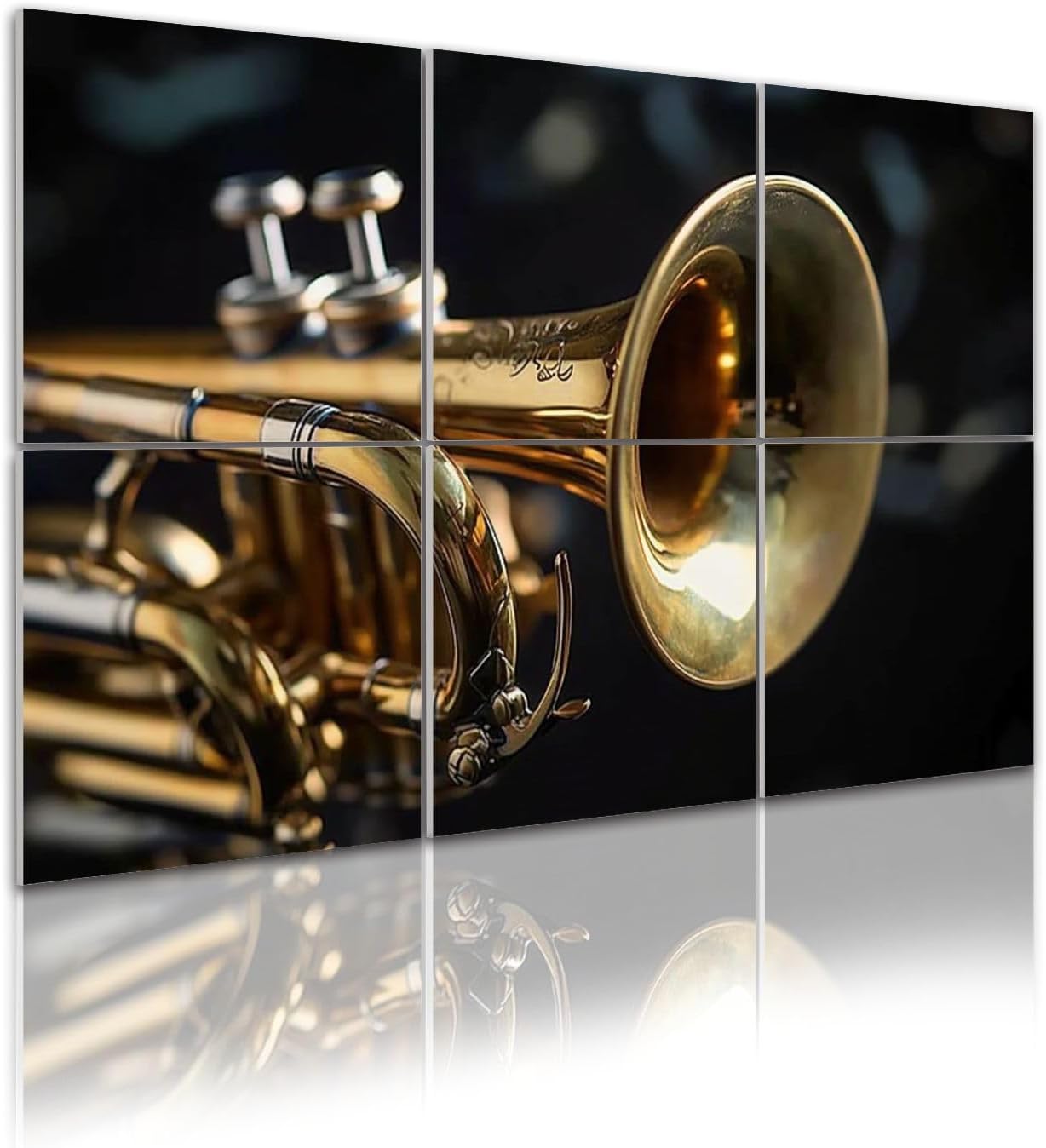 6 Pack Art Acoustic Panels Old coated trumpet dark table An inedible musical instrument Sound Absorbing Panel 48