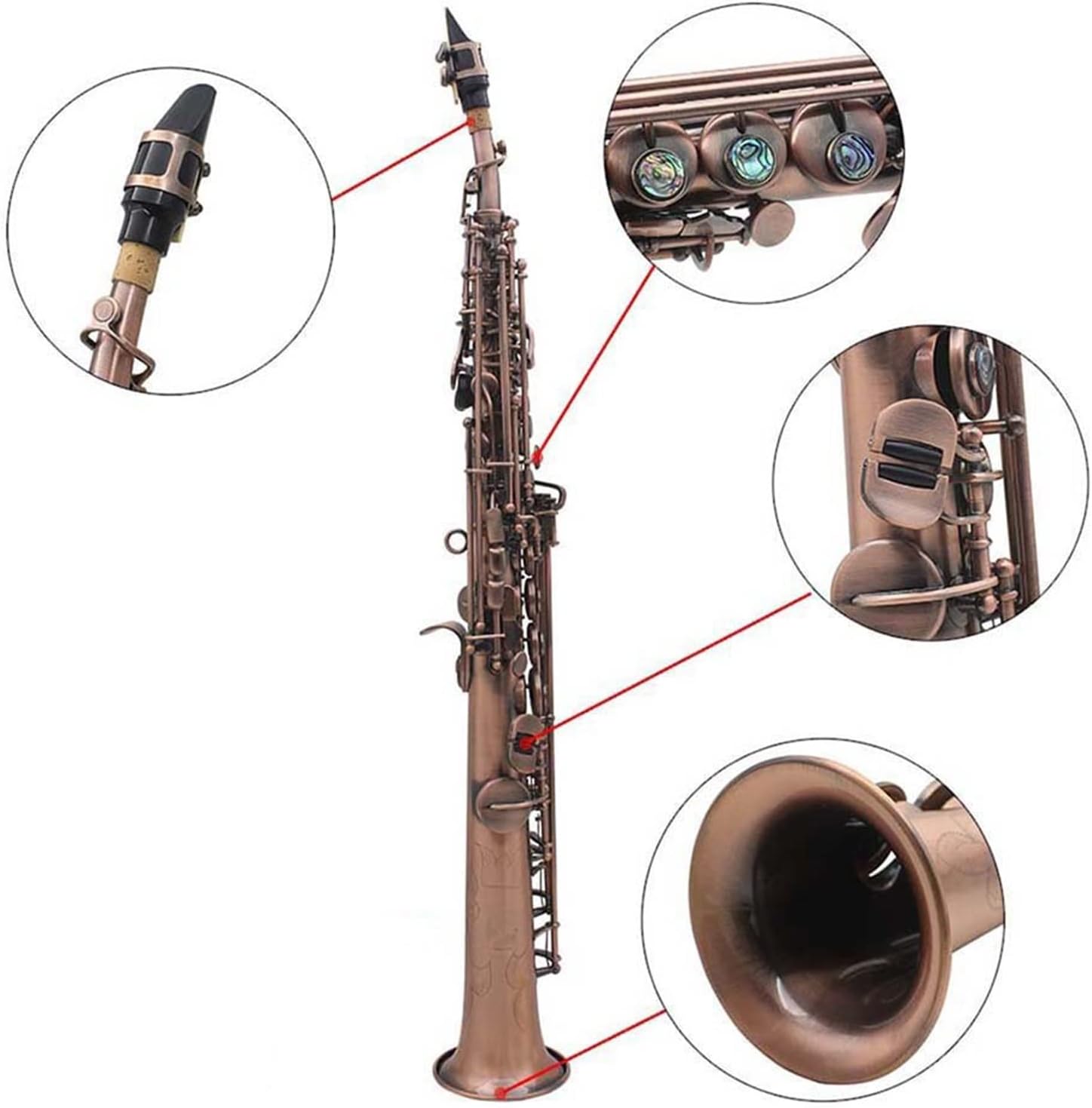 Sax Beginners Kit Saxophone Saxophone Bb Saxofon Retro Red Copper Sax Woodwind Musical Instrument with Case Gloves Cleaning Cloth Accessories Wind Instrument