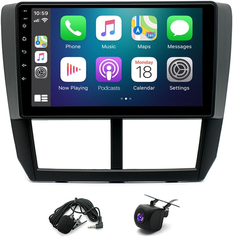 9 Inches IPS Car Stereo Radio for Subaru Forester 2008-2012 Impreza 2008-2011,Built-in CarPlay &Android Auto Stereo,Support WiFi GPS Bluetooth AHD Backup Camera,SWC/AV in/FM/AM Radio Receiver