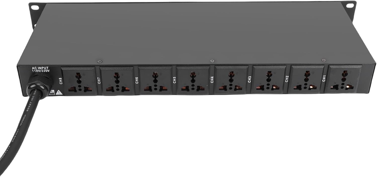 10 Outlet Power Sequencer Conditioner, Independent Power Switch USB Port with Clear Digital Screen Real Time Voltage, for Studio Audio Equipment (US Plug)