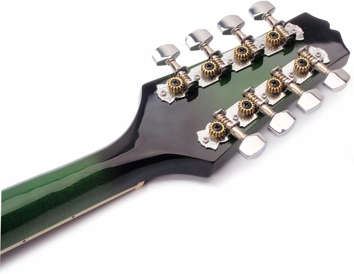 String Basswood Mandolin A Style Musical Instrument with Adjustable Bridge Steel Strings Natural Fingerboard Green for Beginners and Music Lovers