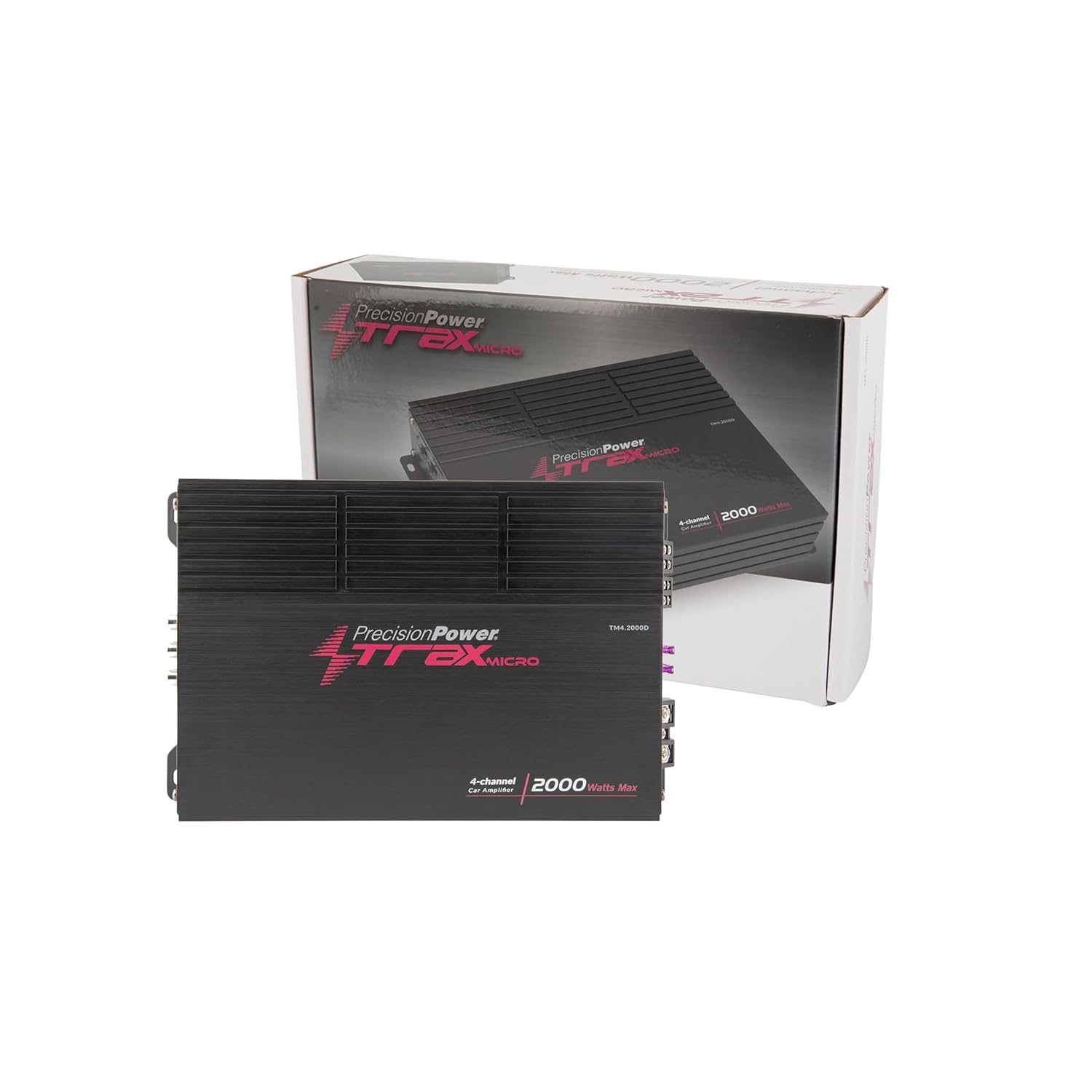 Precision Power TM4.2000D, Trax Micro Series Car Stereo Amplifiers, 4 Channel Compact Voice Amplifier, 4Ch Stereo Amp for Highs, Multi Channel Class D Audio Amps
