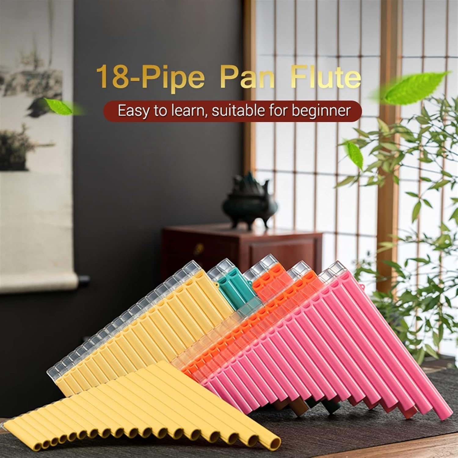 18-Pipe Pan Flute G-G3 Key Pan Pipes ABS Panpipes Chinese Traditional Woodwind Instrument with Bag (Color : 1)