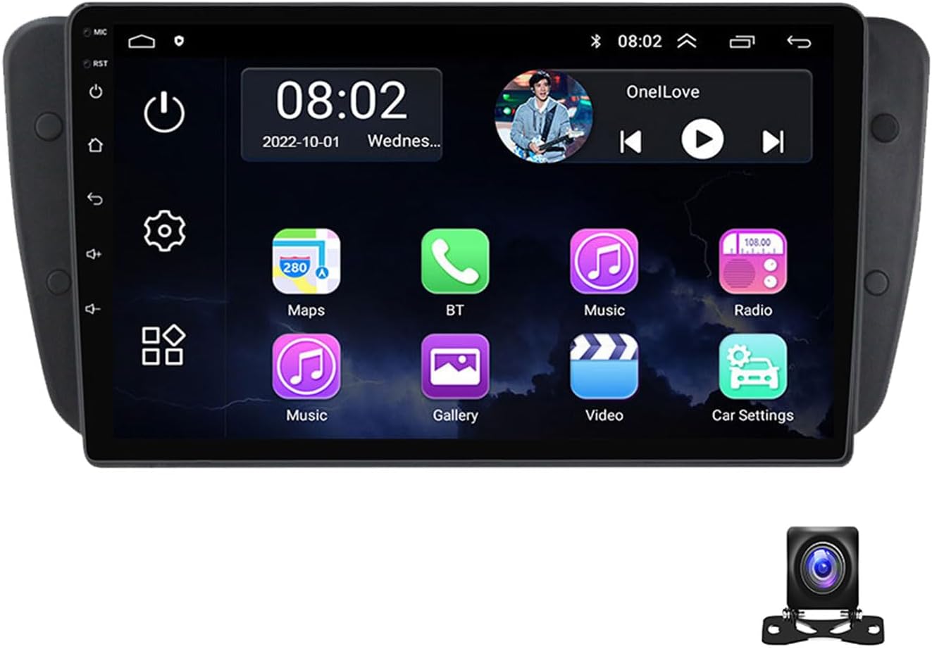 Double DIN Car Stereo with Bluetooth, 9 Inch Touchscreen Car Radio for Seat Ibiza 2009~2013 with 720P Backup Camera, GPS Navigation, Auto, Carplay, RDS AM FM Car Audio Receiver