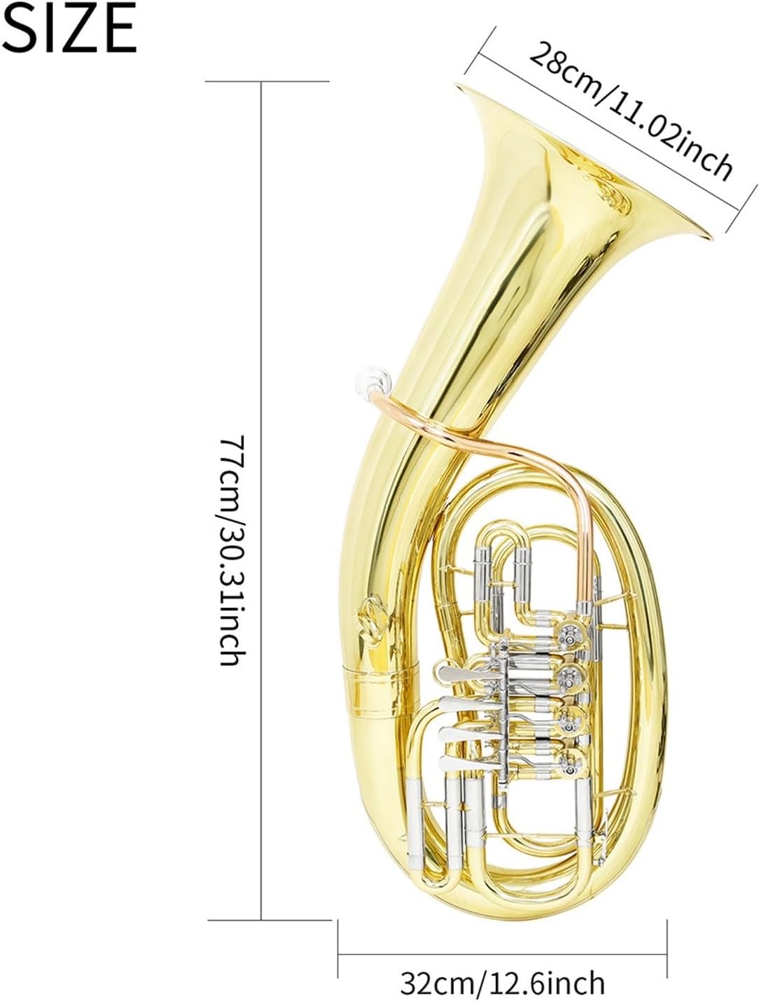 Phosphor Bronze Four Key Flat Euphonium Brass Instrument Euphonium All-brass Instrument