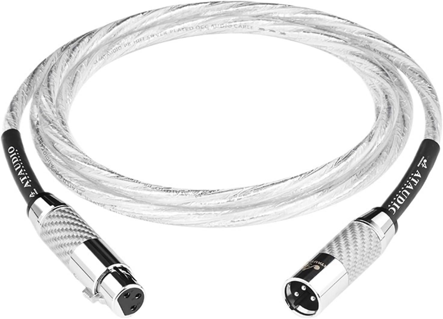 2XLR Audio Cable Hi-End OCC Silver Plated 3 Pin XLR Male to Female Audio Cord for Microphone Amplifier(0.5m)