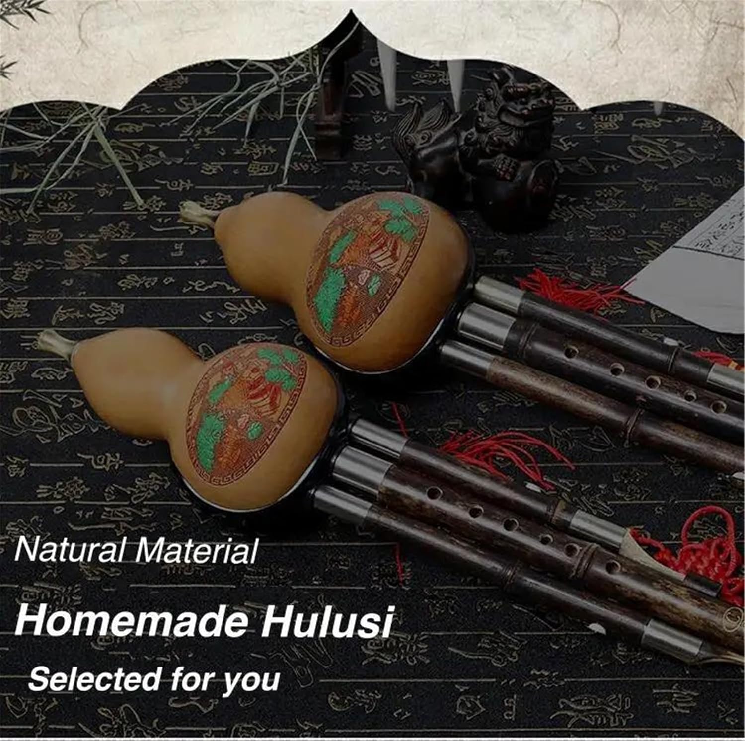 Hulusi Flute 1Piece C-Key Hulusi Traditional Chinese Handmade Flute Gourd Cucurbit Flute Ethnic Musical Woodwind Instrument