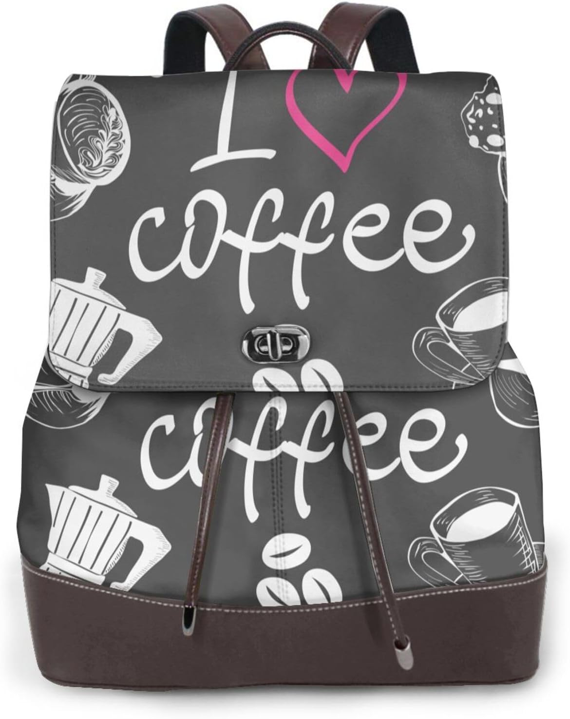I Love Coffee for Womens Backpack Purse Microfiber PU Anti-theft Large Fashion Designer Travel Bag Ladies Shoulder Bags