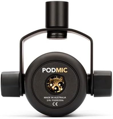 Rode PodMic Dynamic Podcasting Microphones (Pair) with 2X PSA1+ Professional Studio Boom Arms, NTH-100 Professional Closed Back Over Ear Headphones, XLR Cables and StreamEye Polishing Cloth