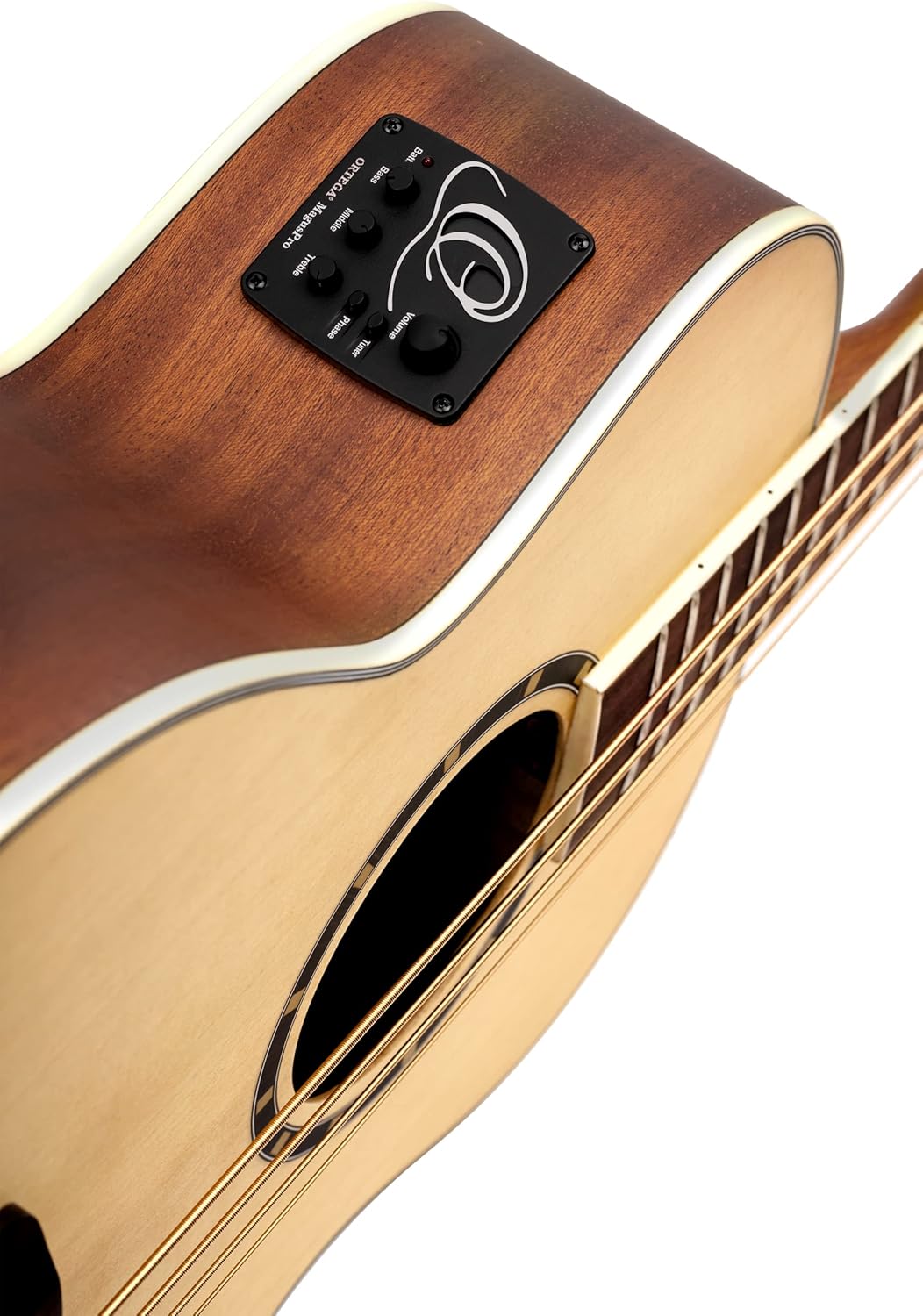 Ortega Guitars Deep Series 4 String Acoustic Bass Guitar, Right-handed, Natural, (D7E-4)