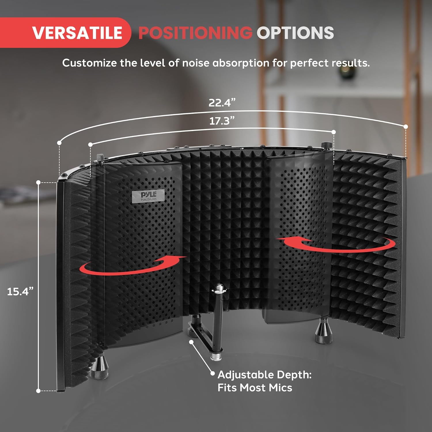 Pyle Professional Studio Recording Microphone Isolation Shield - Soundproofing Acoustic Panel, Filter Vocal, Sound Diffusion Booth, Insulation Diffuser for Noise Reduction in Audio Music Recording