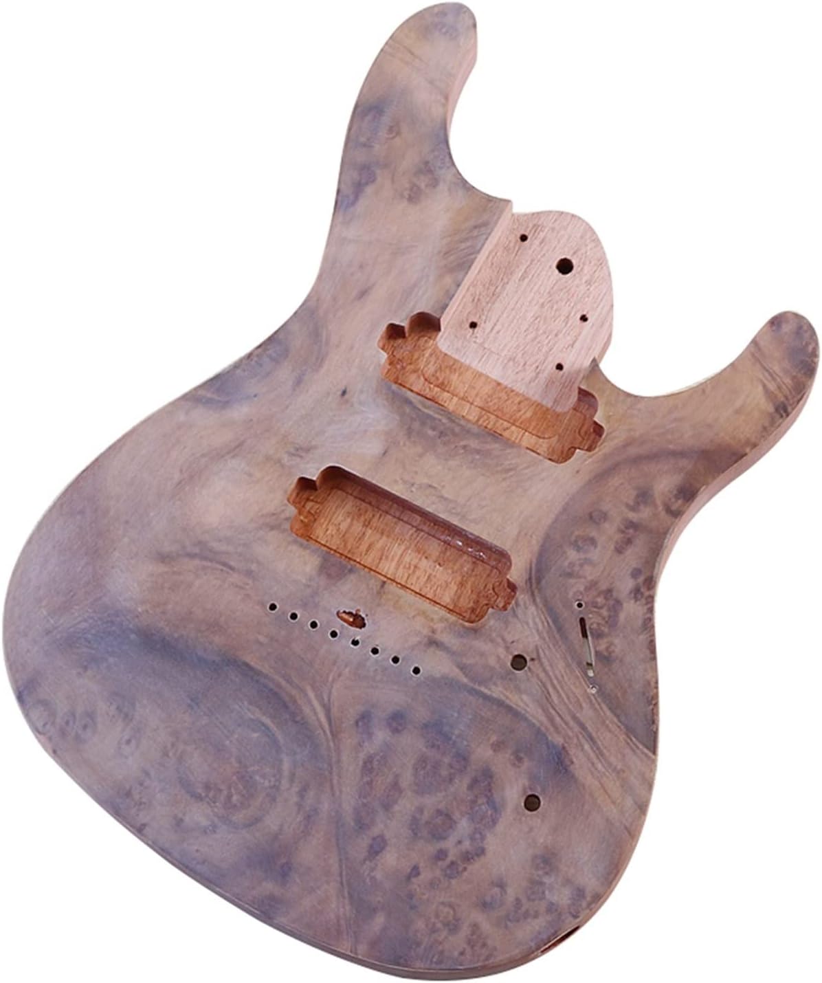 FLFL 8 String Electric Guitar Body Tree Burl Top Guitar Barrel Okoume Wood Body for Electric Guitar Unfinished Guitar Kit