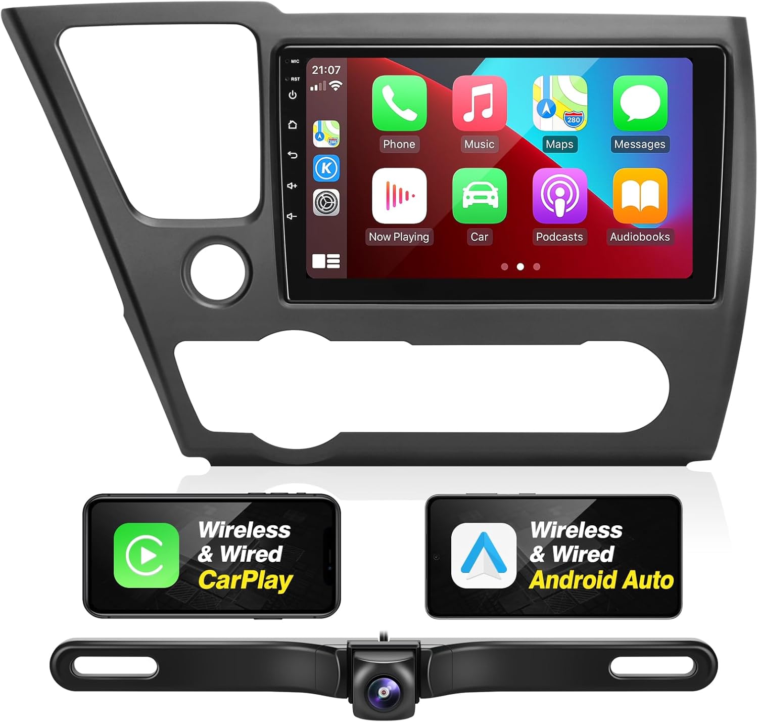 Android Radio Updated forHonda Civic 2013-2015 Compatible with Wireless Carplay Android Auto,Car Stereo Touchscreen Bluetooth Navigation Multimedia Player GPS WiFi Backup Camera Head Unit