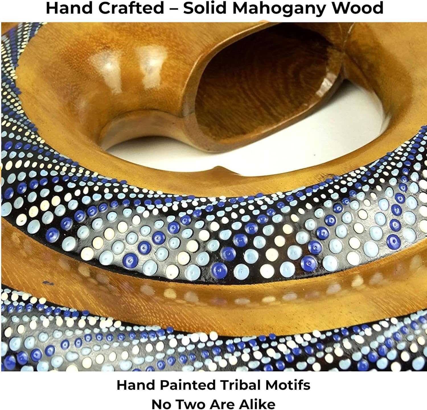 Didgeridoo Instrument – Spiral Shaped Solid Mahogany Travel Didgeridoo – Hand-Painted Aboriginal Style by JIVE, Professional Resonant Tone for Sound Therapy & Circular Breathing (Spiral, Multi Color)