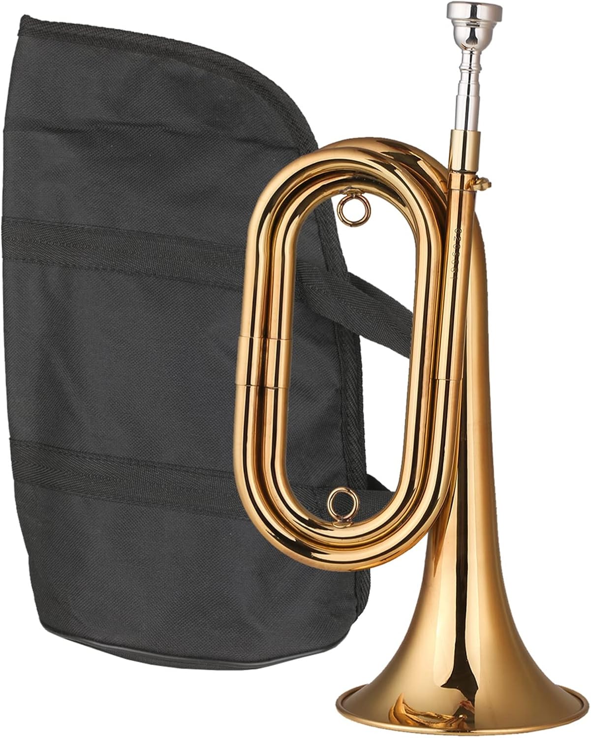 KESHUO Brass Bugle Call Gold-Plated Trumpet Cavalry Horn & Mouthpiece Bag Musical Instrument for School Band Military Orchestra Trumpets