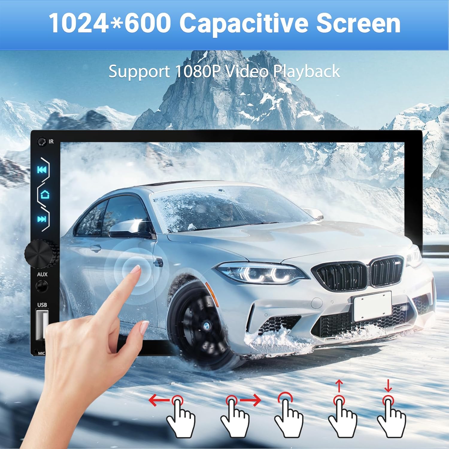 Double Din Car Stereo with Dash Cam,Compatible with Apple Carplay,Android Auto,7 inch Touch Screen Car Radio with Backup Camera Bluetooth Support Mirror Link Navigation FM Radio