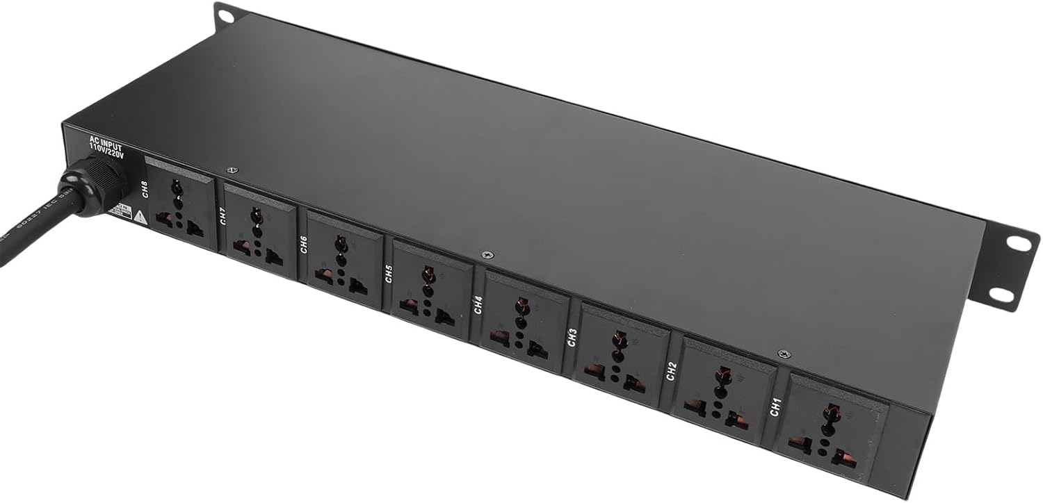 GOWENIC 10 Outlet Power Sequencer Conditioner, Rack Mount Professional Audio Digital Power Controller Voltage Regulator, Rack Mount Power Conditioner with Independent Power Switch USB (US)