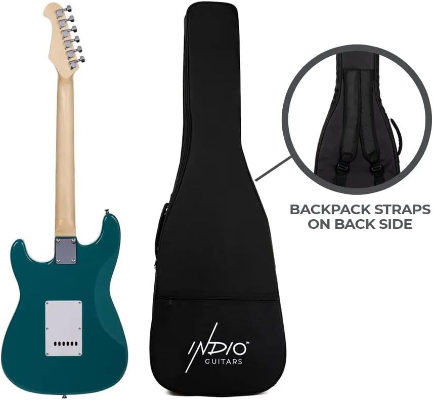 Monoprice 6 String Solid-Body Electric Guitar, Right (610037), Teal