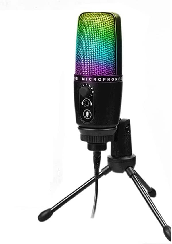 Professional Condenser Microphone with RGB Light USB Recording Microphone Computer Streaming Video Podcast Microphone