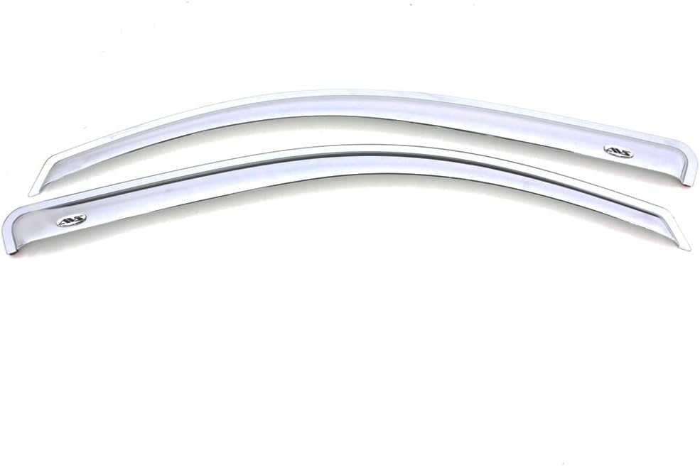 Auto Ventshade [AVS] Outside Mount Rain Guards For 2007 - 2013 Chevrolet Silverado - GMC Sierra 1500; 2007-2014 Silver - Sierra 2500 & 3500 Standard Cab | Window Vent Visors, 2 pcs. - Chrome | 682326