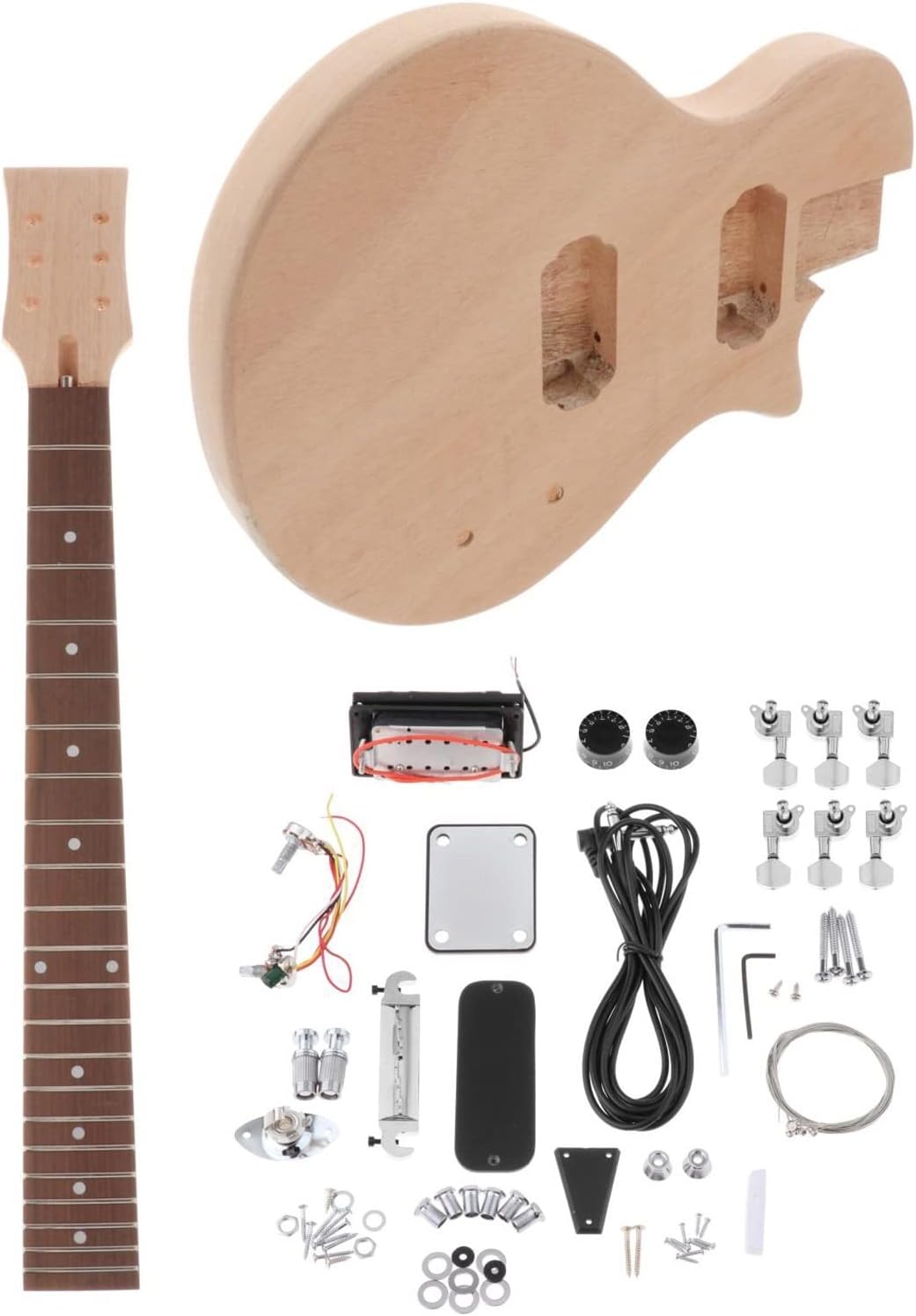 DIY Electric Guitar Kit Unfinished DIY 6 Strings Electric Guitar Kit Mahogany Body & Neck Rosewood Fingerboard