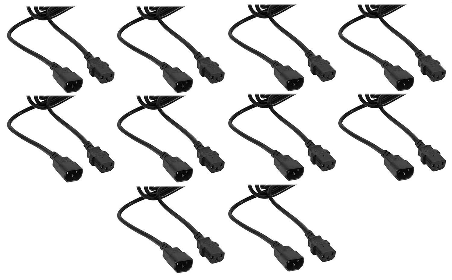 Rockville (10) RCN16-10 Foot IEC Male to Female Power Link Cables for Lights