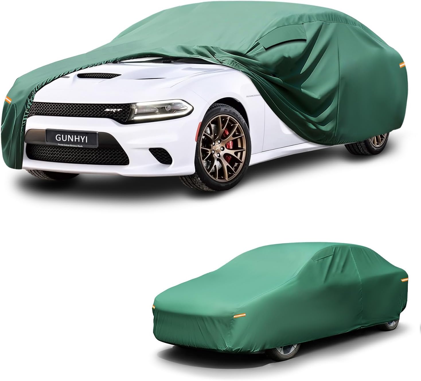 Car Cover Waterproof All Weather, 16-Layer Heavy Duty Full Exterior Cover with Vents, Spare Windproof Straps & Towel, Winter Snow/Rain Protection, Fit Coupe Pontiac Firebird, Dodge Charger.