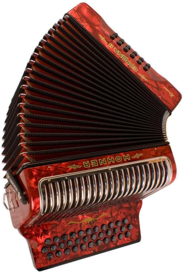Hohner Corona Xtreme II Accordion, 34 Button, EAD, Pearl Red