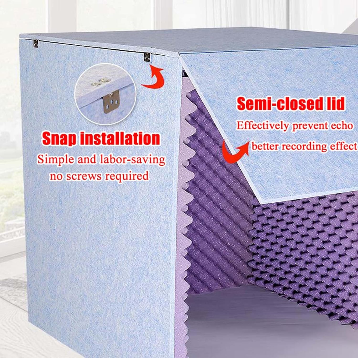 Desktop Soundproof Box, Home Office Soundproof Room, Multi-Function Recording Studio, for Home Live Broadcast (Gris)