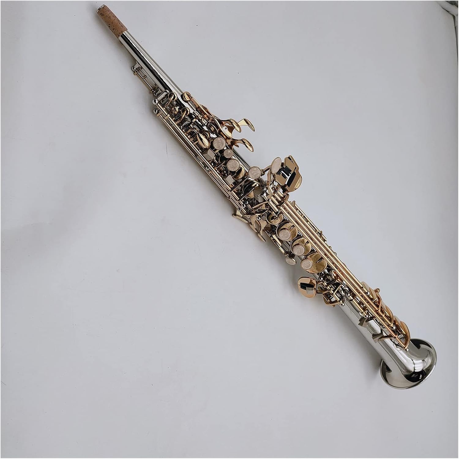 Sax Beginners Kit B Tone Split Soprano Saxophone Nickel Silver Plated Gold Key Professional Sax Mouthpiece with Case and Accessories Wind Instrument