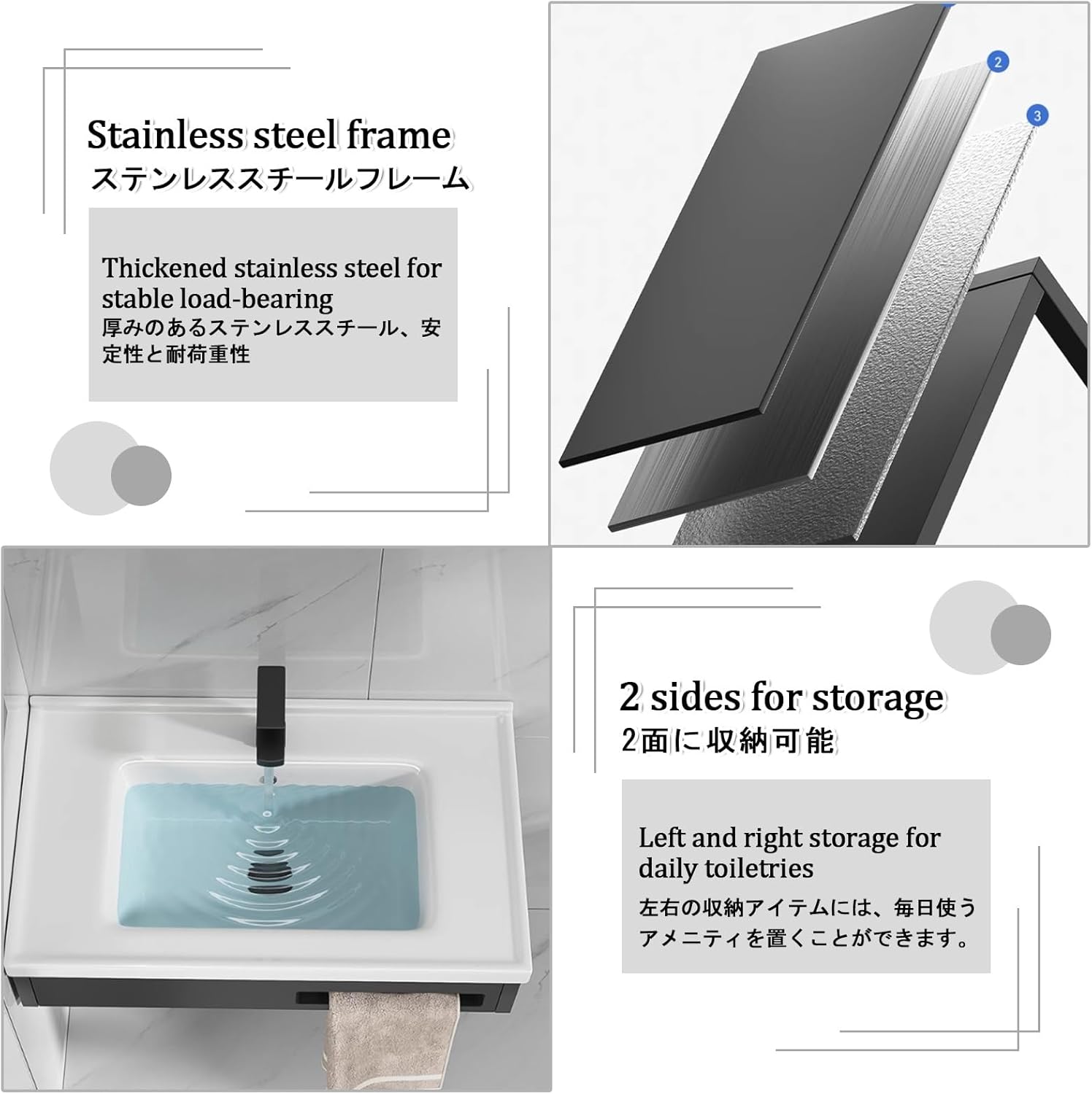Bathroom Vessel Sink, Small Wall Mount Corner Sink, Corner Bathroom Vanity Cabinet and Sink with Storage Rack with Cold and Hot Water Pipe Fauc