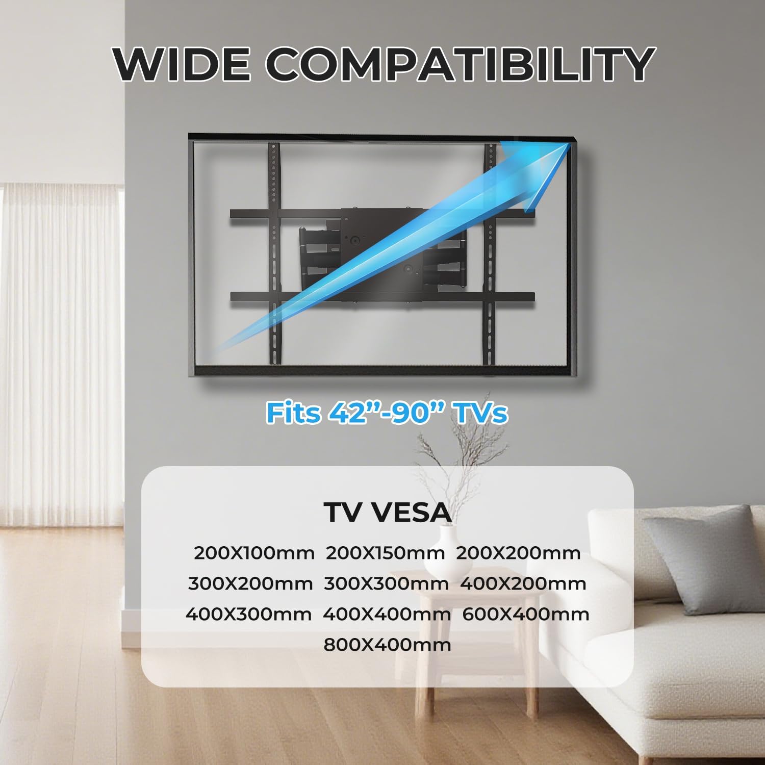 75 in TV Wall Mount, Heavy Duty Full Motion Articulating Corner TV Bracket for 55, 65, 75 Inches Flat TVs, 28 Inches Long Arm, Cable Management, Includes HDMI Cable, for 16