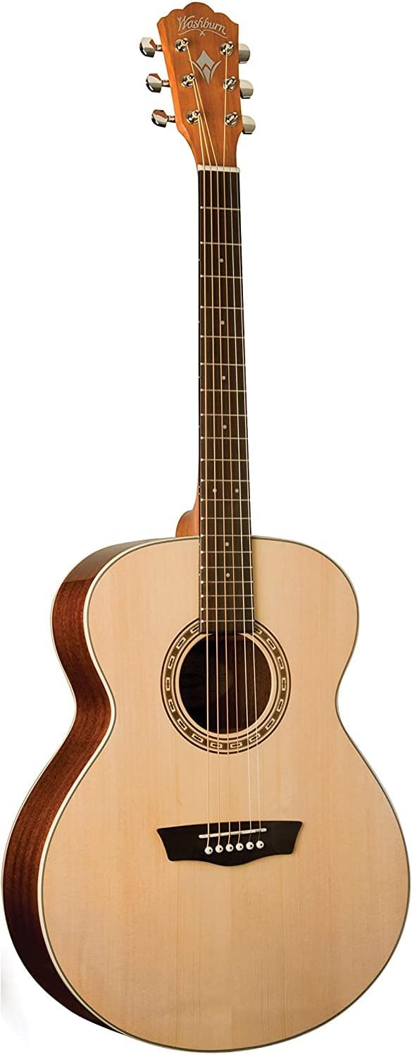 Washburn Harvest 6 String Acoustic Guitar, Right, Natural (WG7S-A)