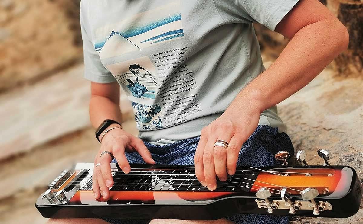 Batking Lap Steel Guitar, Electric Slide Guitars 6 String Slotted Headstock Guiter With Gig Bag Sunburst