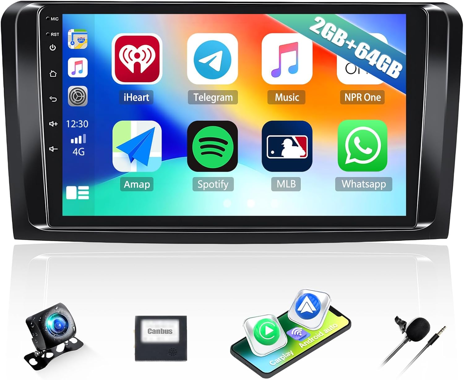 2G+64G Car Stereo for Mercedes Benz M GL Class W164 X164 ML280 ML350 ML500 GL320 GL350 GL450, Wireless CarPlay Android Auto, 9