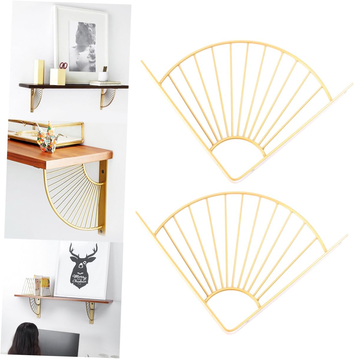 1 Set 8pcs Fanshaped Clapboard Bracket Thread Holder Wall Mount Metal Wall Floating Decorative Wall Mounted Brackets Wall Mounted Shelves Rustic Floating Corner Brace Shelf Sector