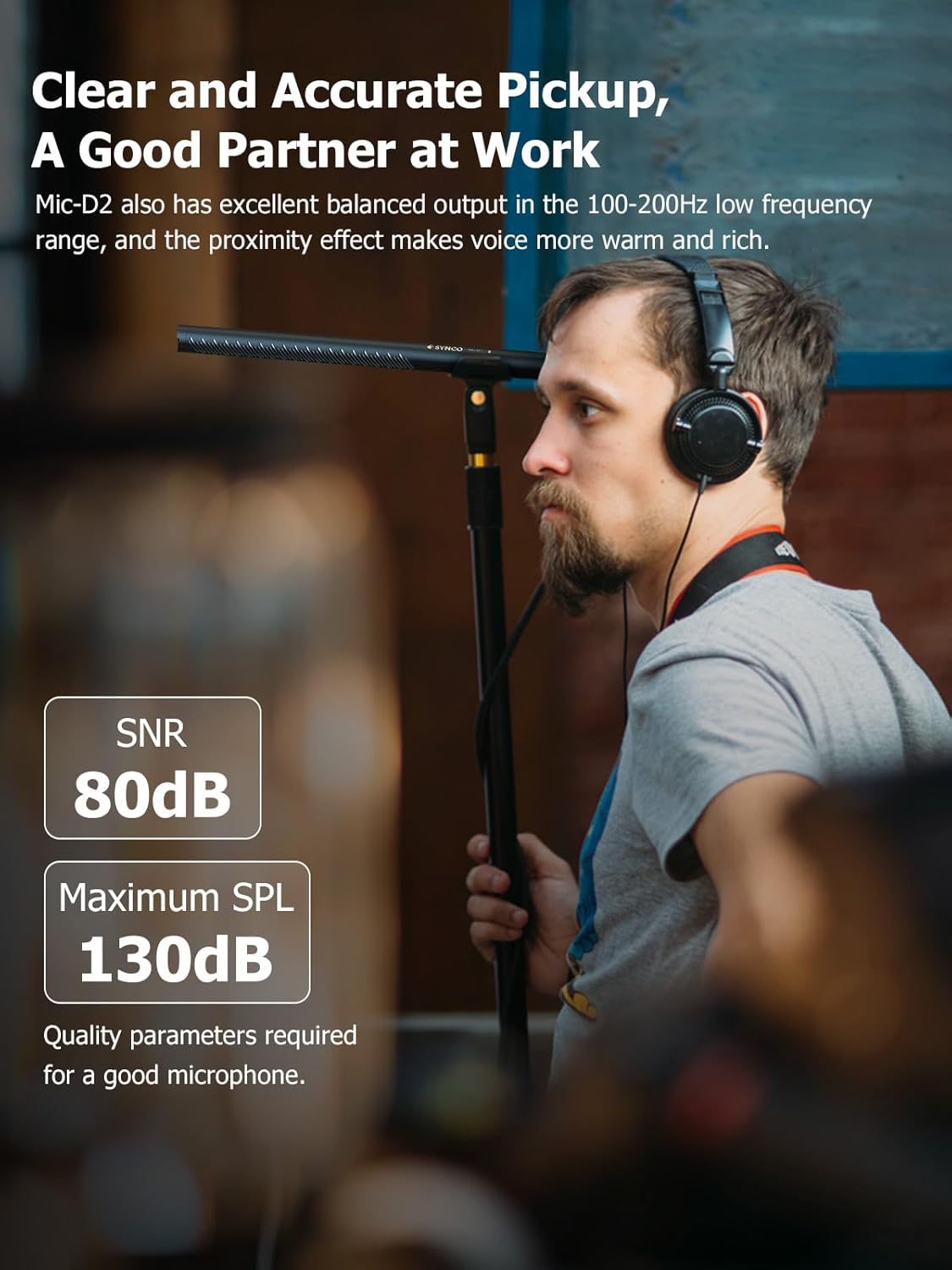 SYNCO D2 XLR Shotgun Microphone, Hypercardioid Condenser Mic for Camcorder, DSLR, Audio & Video Recording, Professional Directional Mic with XLR Output