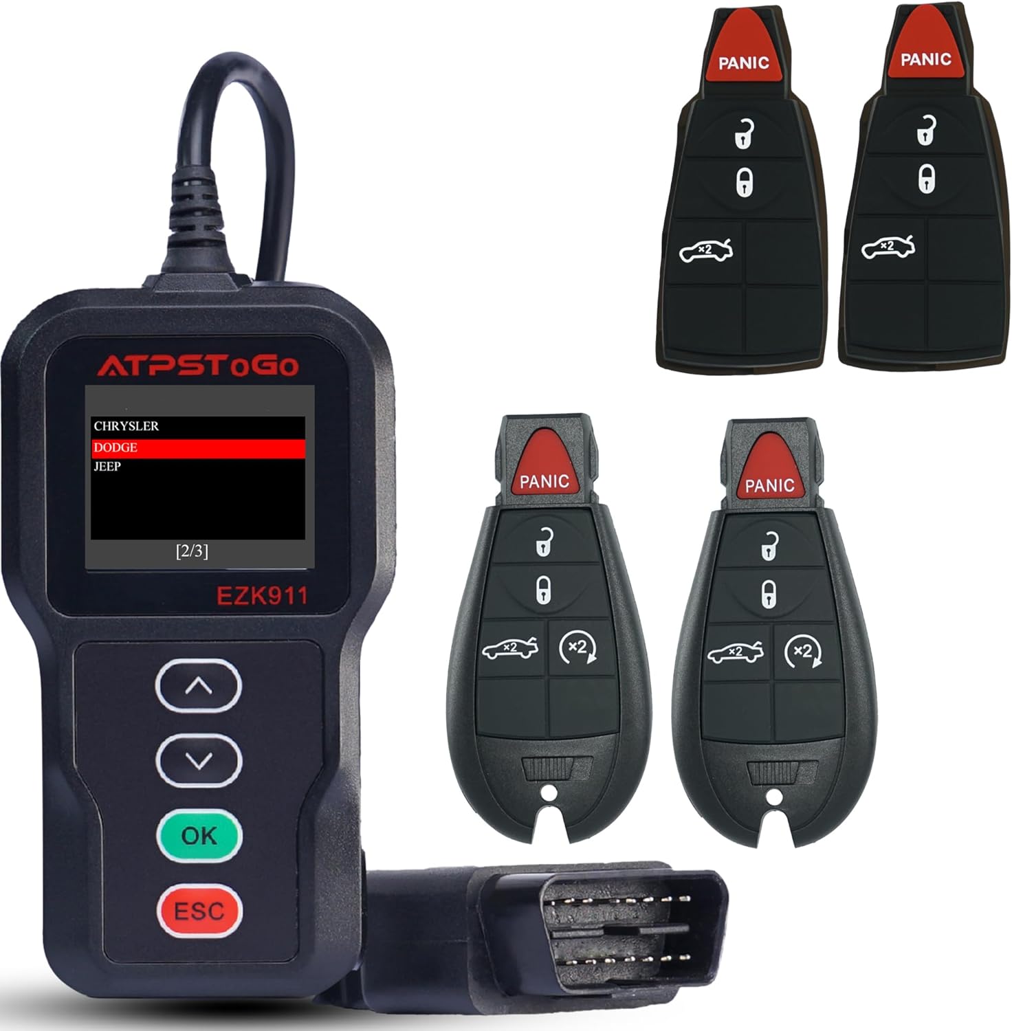 DIY Key Fob Replacement Kit Fits for Dodge Dart 2013 2014 2015 2016 Keyless Entry Remote with Interchangeable 4 & 5 Button FCC ID: M3N-32297100 (Set of 2)