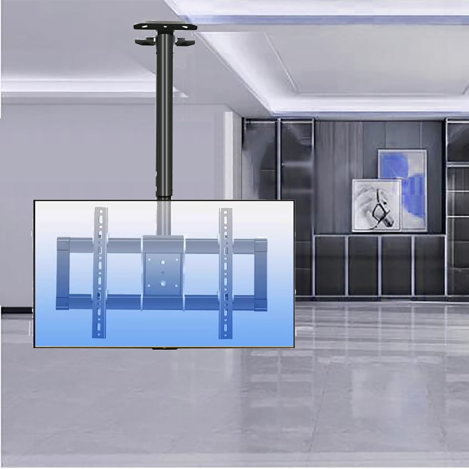 Ceiling TV Mount Stand - Tv Wall Mount,Height Adjustment TV Stand,Fits Most 39-90 Inch TV,5 to -25° Pitch Angle Adjustment,Max Bearing 85kg,Three Installation Modes,Installati,Cann