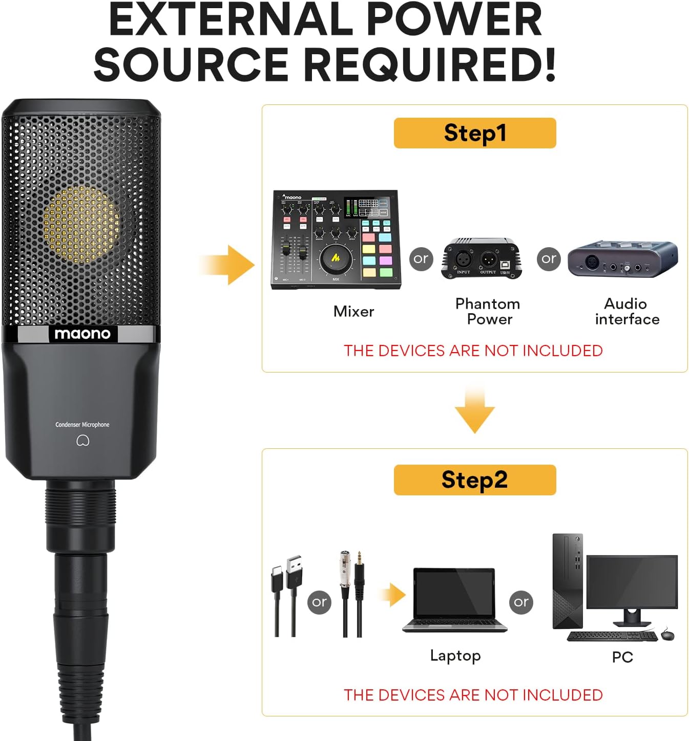 MAONO Podcast Microphone, PD100U & PM500 Cardioid Studio Recording Mic for Streaming, Podcasting, Singing, Voice-Over, Vocal, Home-Studio, YouTube, Skype, Twitch