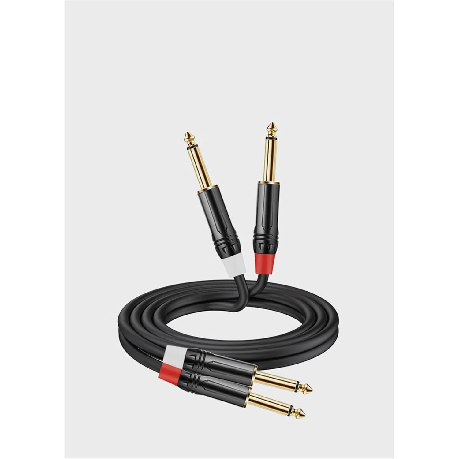 Guitar Audio Cable 6.35 Cable Male to Male 6.5mm Large Two-core Mixer Amplifier Electric Guitar Connection Cable(One Pair,15m)