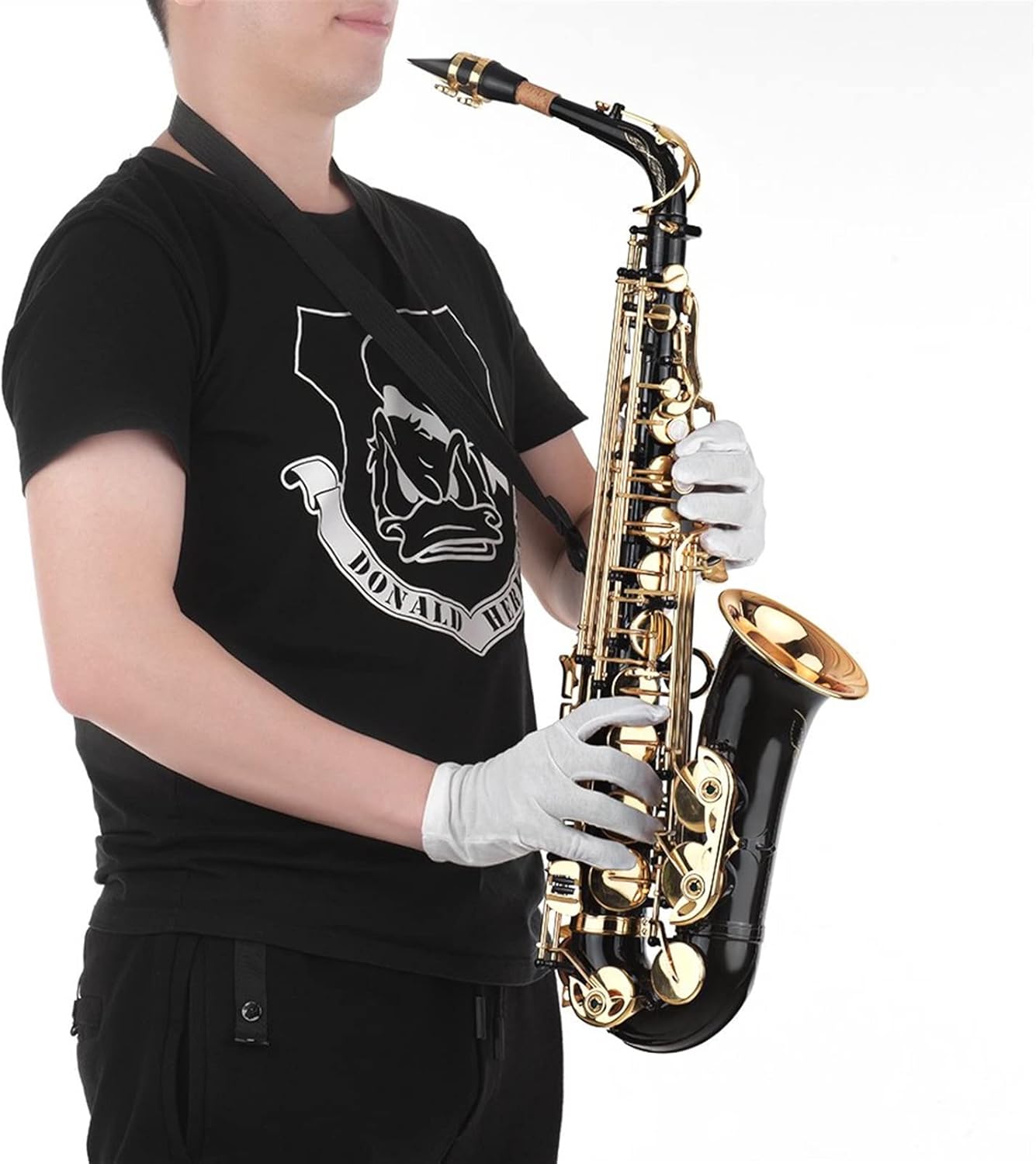 KESHUO EB Alto Saxophone Sax Brass Lacquered Gold 82Z Key Type Woodwind Instrument with Padded Carry Case Glove Cleaning Cloth Brass Sax Beginners Kit