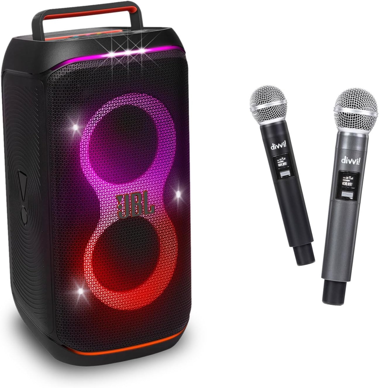 JBL PartyBox Club 120 Party Speaker & divvi Mic w/case Bundle