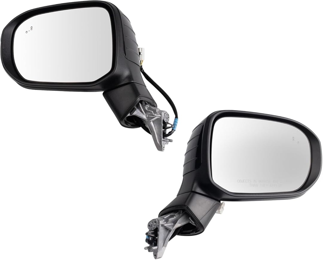 TRQ Driver and Passenger Side Mirror Set Power Heated Memory Blind Spot Textured Black Compatible with 2020-2022 Kia Telluride KI1320240 KI1321240