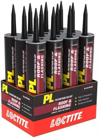 Loctite PL Roof Flashing Polyurethane Sealant, Black, 10 fl oz Cartridge, 12 Pack