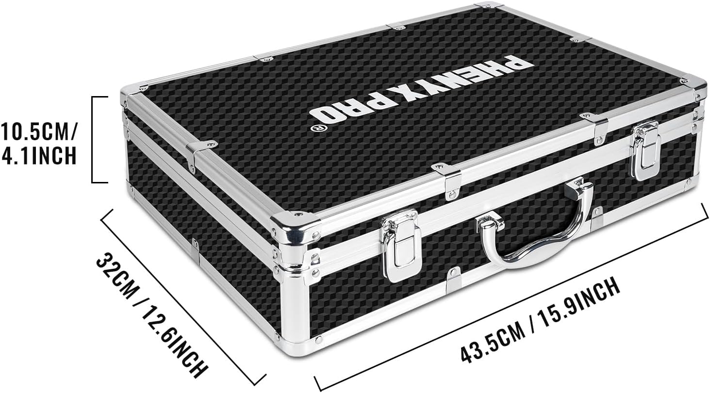 Phenyx Pro Wireless Microphone System, Dual Mic Set with Handheld/Bodypack/Lapel Mics,2x100 UHF Channels,328ft Range PTU-71-1H1B Bundle with The Medium Size Carrying Case