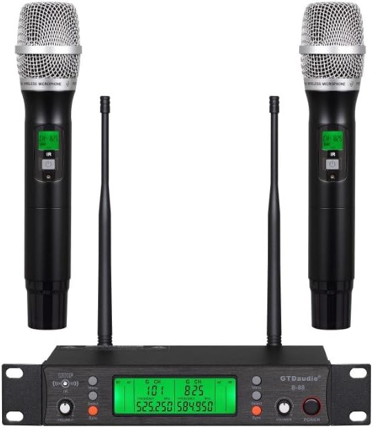 GTD Audio UHF 200 Selectable Frequency Channels Professional Wireless Microphone Karaoke Mic System B88H