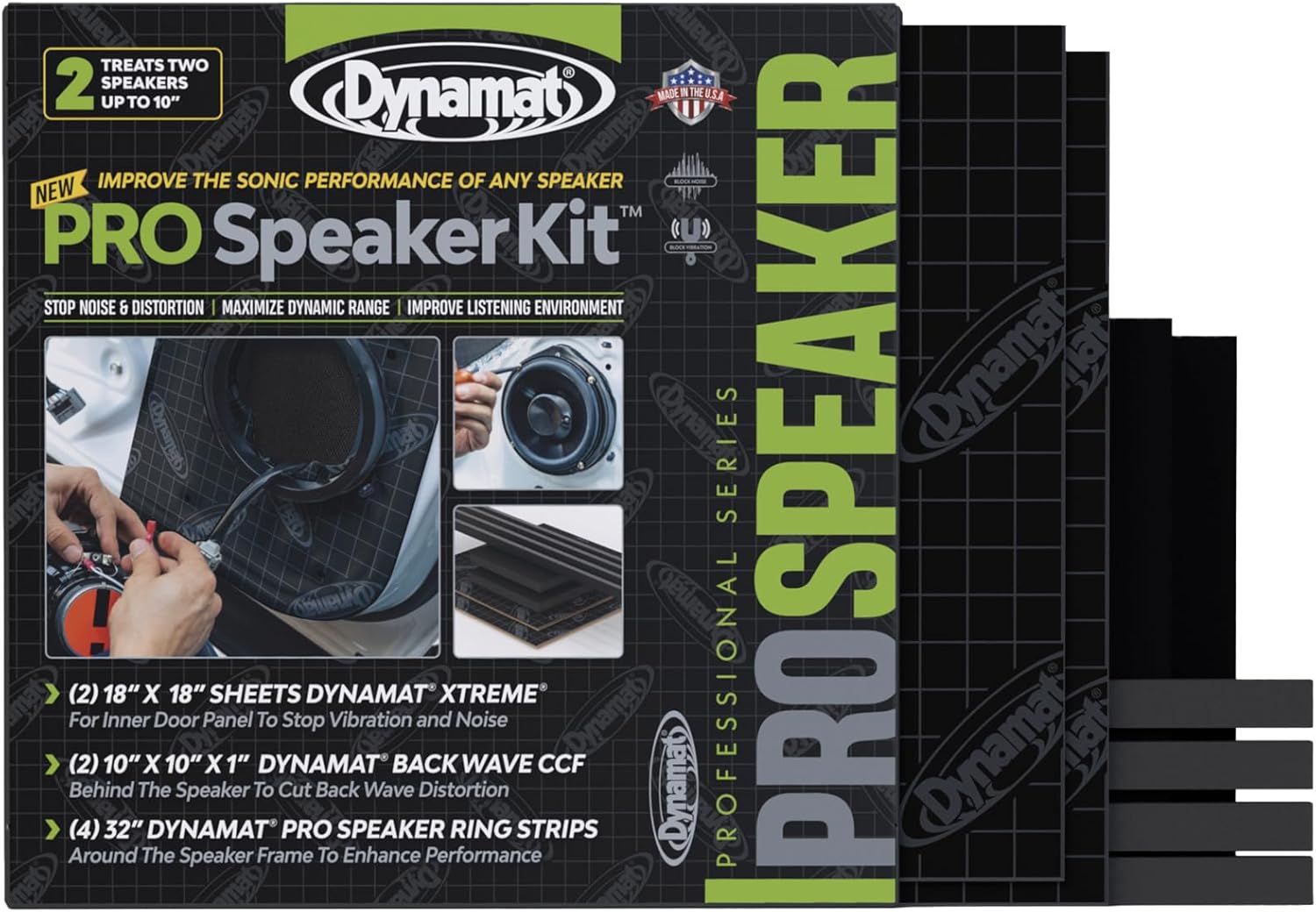 Dynamat PRO Speaker Kit for Sound Deadening – Includes Dynamat Xtreme, Back Wave & Pro Speaker Ring Strips – Noise Dampening for Speakers – Made in USA – Easy Self Adhesive Install