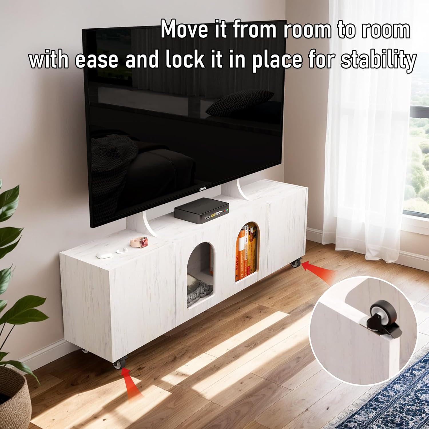 Pmnianhua Mobile Corner TV Stand on Wheels for 60