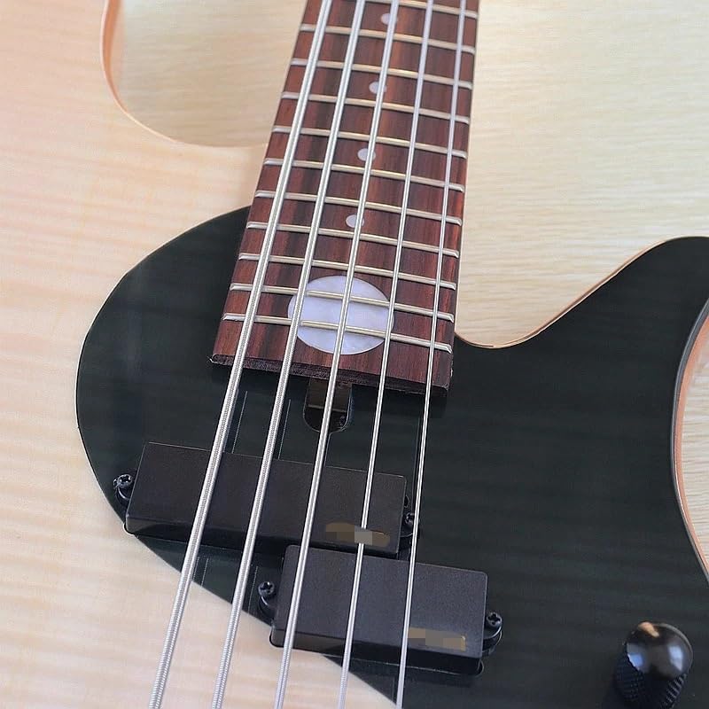 5-String Active Electric Bass Guitar, 43-Inch Full Size,Full Maple Neck, 24-Fret High Gloss Finish(M2 with fret)